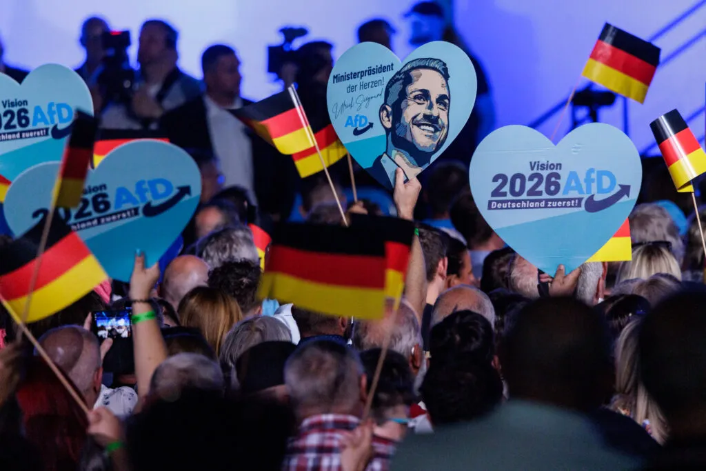Supporters at an AfD campaign event
